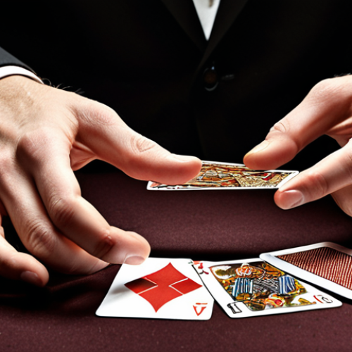 Home 25 **Prompt:** A captivating close-up of a magician's nimble hands masterfully performing a classic sleight of hand trick with a deck of playing cards or shimmering coins. The cards/coins are in subtle motion, showcasing incredible dexterity and precision. In the soft-focus background, a small, diverse audience is visible, their faces illuminated with expressions of genuine awe, wonder, and joy, fully engrossed in the magic. The lighting is intimate and warm, highlighting the magician's focused hands and the emotional impact on the viewers. The scene conveys the deep psychological connection and storytelling inherent in the art of magic, emphasizing skill beyond mere trickery.